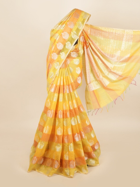 

Pothys Yellow & Orange Ethnic Motifs Saree