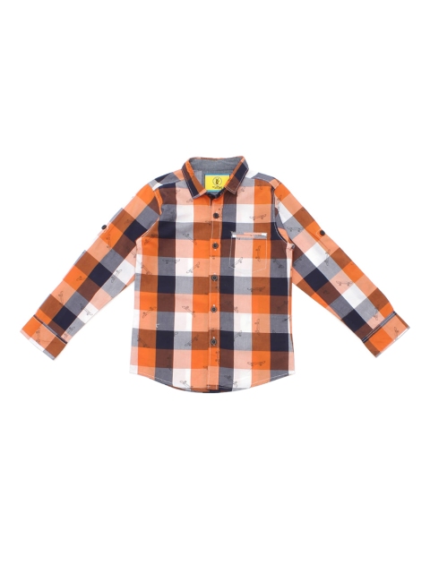 

Lil Lollipop Boys Orange Buffalo Checks Checked Casual Shirt