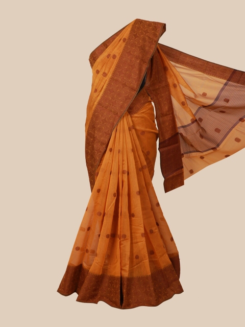 

Pothys Mustard Yellow & Brown Printed Saree