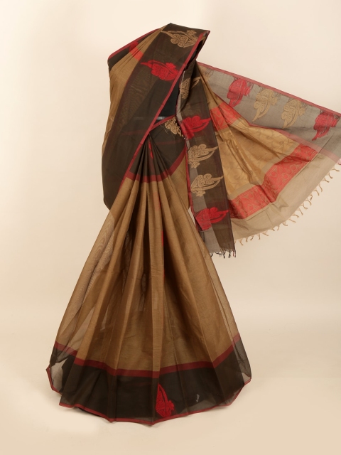 

Pothys Brown & Red Ethnic Motifs Saree