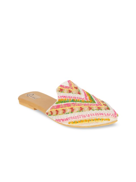 

The Desi Dulhan Women Multi-Coloured Handcrafted Embellished Mules