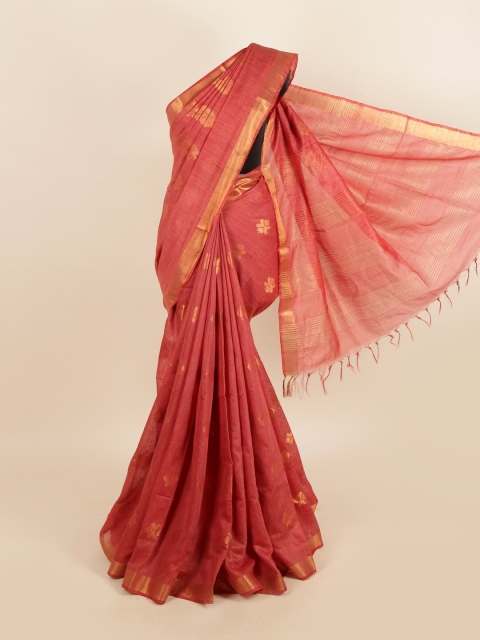 

Pothys Pink & Gold-Toned Woven Design Jute Cotton Saree