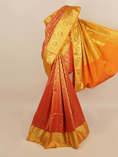 

Pothys Red & Yellow Woven Design Beads and Stones Silk Blend Saree