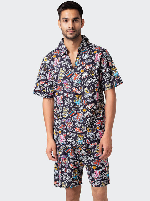 

Fluffalump Men Black & Red Printed Pure Cotton Night suit