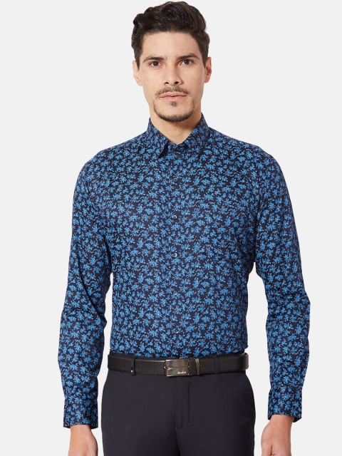 

Oxemberg Men Navy Blue Slim Fit Floral Printed Cotton Casual Shirt
