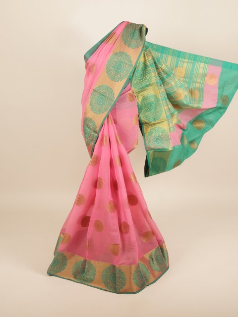 

Pothys Pink & Green Woven Design Zari Saree