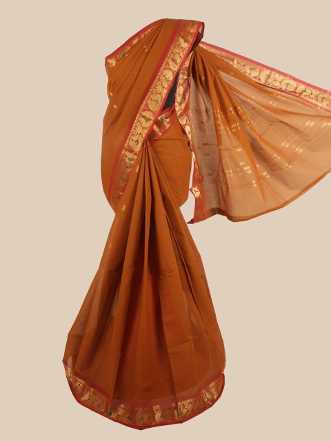 

Pothys Women Mustard Pure Cotton Solid Saree