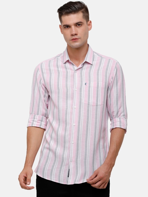 

CAVALLO by Linen Club Men Pink Multi Stripes Striped Casual Shirt