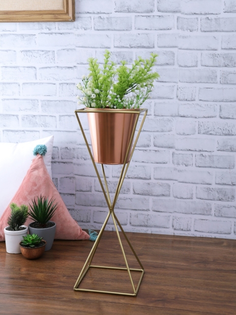 

HomeTown Rose Gold-Toned Solid Skylar Iron Sleek Stand Planter
