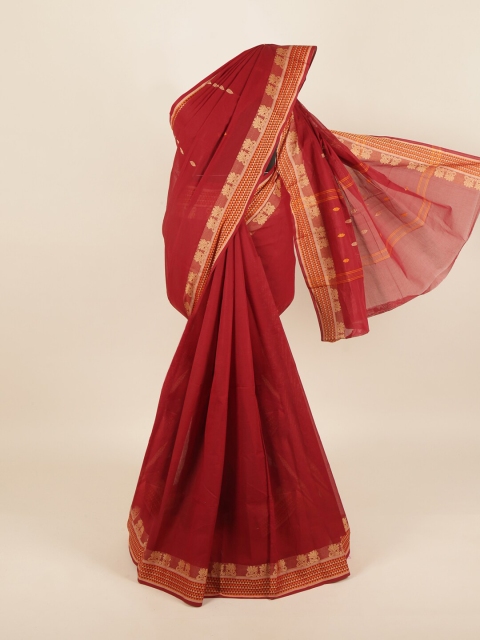 

Pothys Maroon & Gold-Toned Pure Cotton Saree