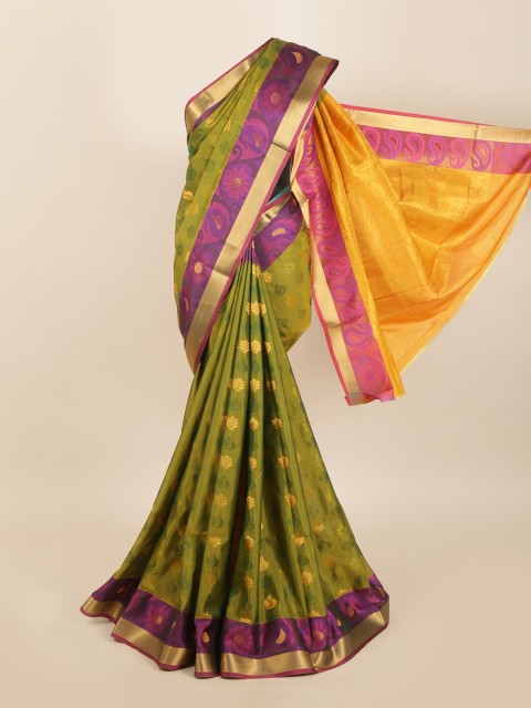 

Pothys Green & Purple Woven Design Zari Silk Blend Saree