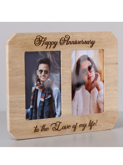 

Ferns N Petals Camel Brown Personalised Engraved Wooden Table Photo Frame