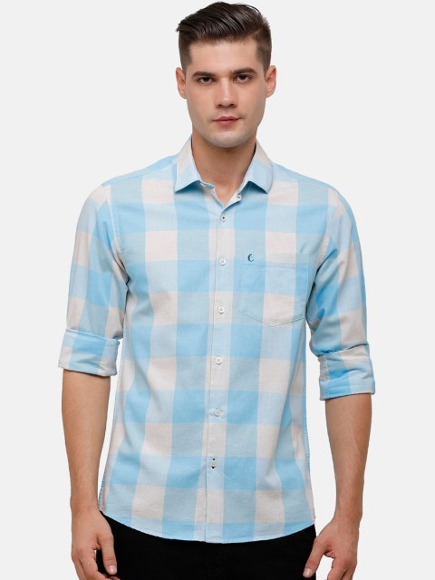 

CAVALLO by Linen Club Men Blue Buffalo Checks Checked Casual Shirt
