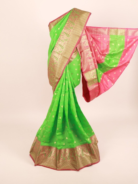 

Pothys Green & Pink Paisley Woven Design Saree