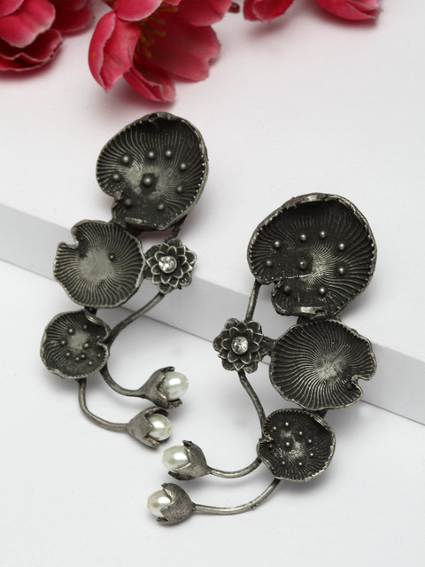 

Moedbuille Gunmetal-Toned Contemporary Drop Earrings, Metallic