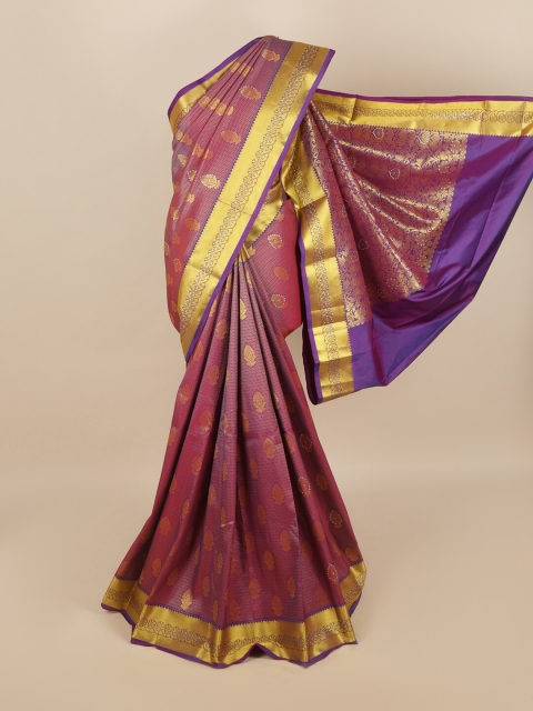 

Pothys Purple & Gold-Coloured Ethnic Motifs Woven Design Silk Blend Saree