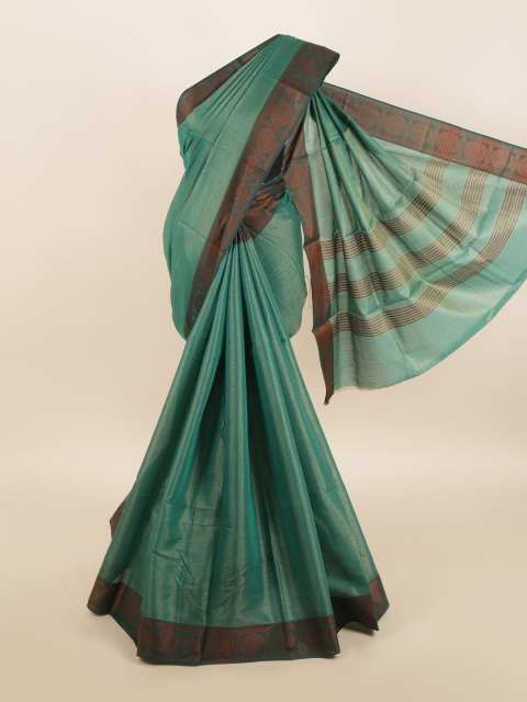 

Pothys Green & Brown Cotton Blend Saree