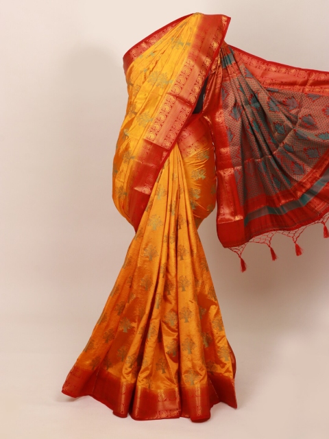 

Pothys Mustard & Red Woven Design Zari Art Silk Saree