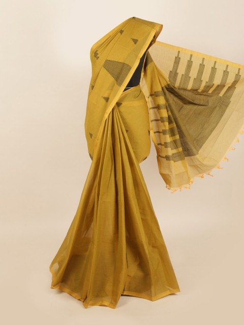 

Pothys Olive Green Cotton Blend Saree