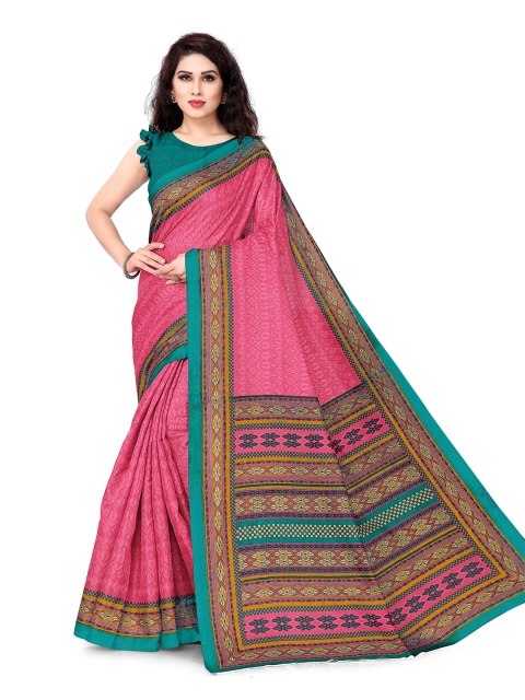 

KALINI Pink & Green Art Silk Saree