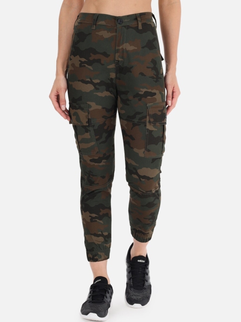 

The Dry State Women Olive Green Camouflage Printed Joggers