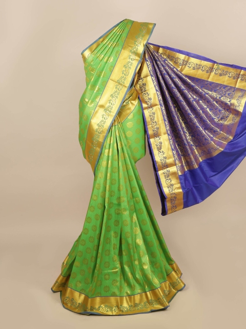 

Pothys Green & Blue Woven Design Zari Silk Blend Saree