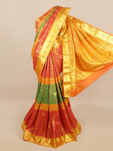 

Pothys Gold & Pink Coloured Silk Blend Woven Designed saree