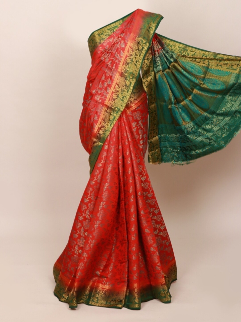 

Pothys Red & Green Floral Zari Art Silk Saree