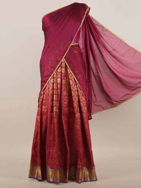 

Pothys Women Maroon & Golden Toned Woven Design Art Silk Traditional Half Saree