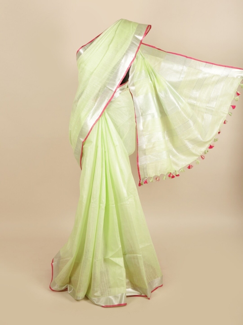 

Pothys Green & Pink Linen Blend Saree