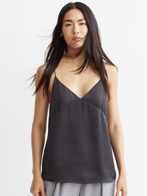 

H&M Women Black V-Neck Strappy Top