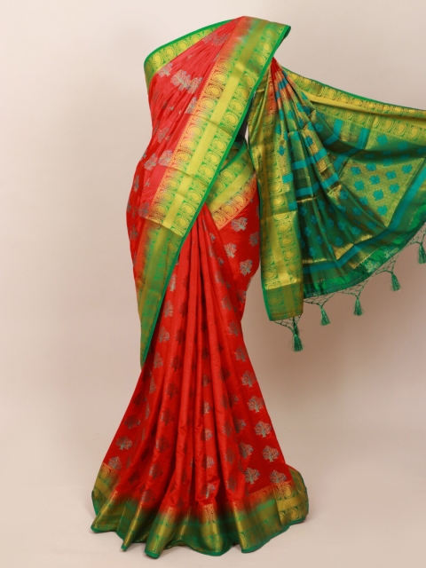 

Pothys Red & Green Ethnic Motifs Art Silk Saree