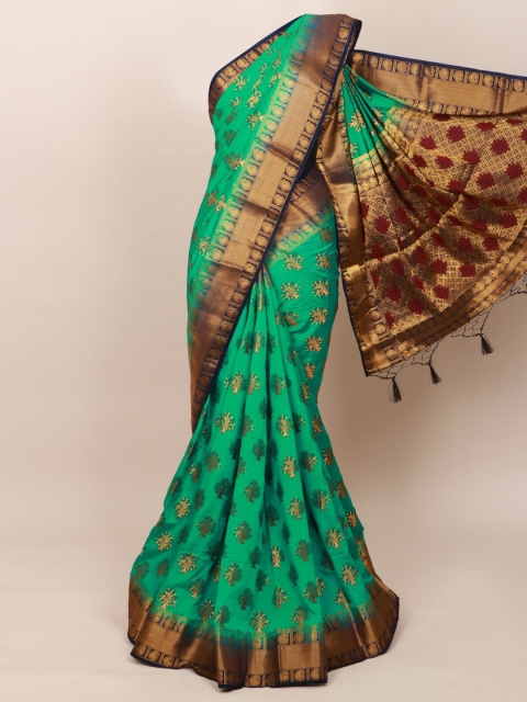 

Pothys Green & Navy Blue Woven Design Art Silk Saree