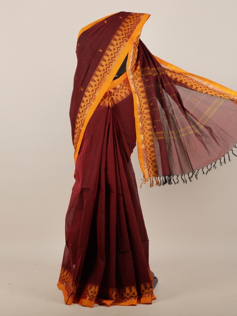 

Pothys Maroon & Yellow Zari Pure Cotton Saree