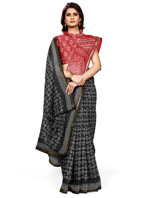 

KALINI Black & Red Batik Saree
