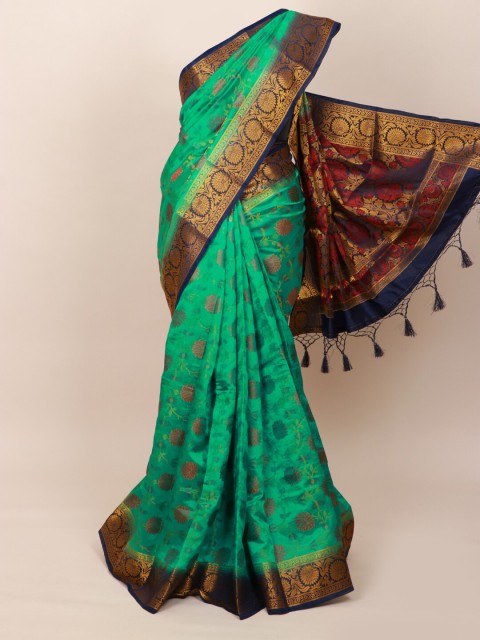

Pothys Green & Blue Floral Art Silk Saree