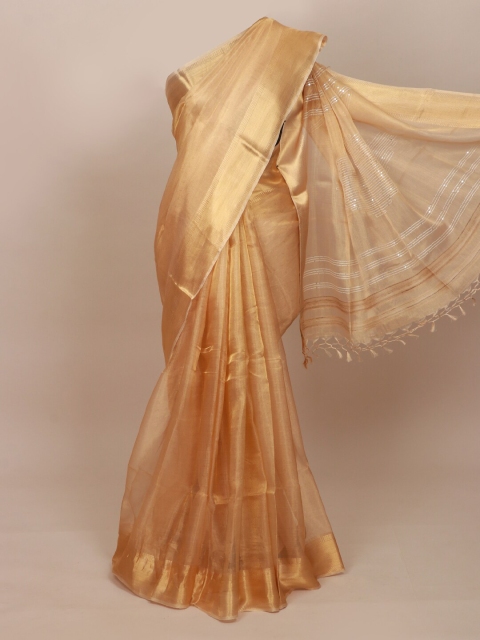 

Pothys Peach-Coloured & Golden Tissue Saree