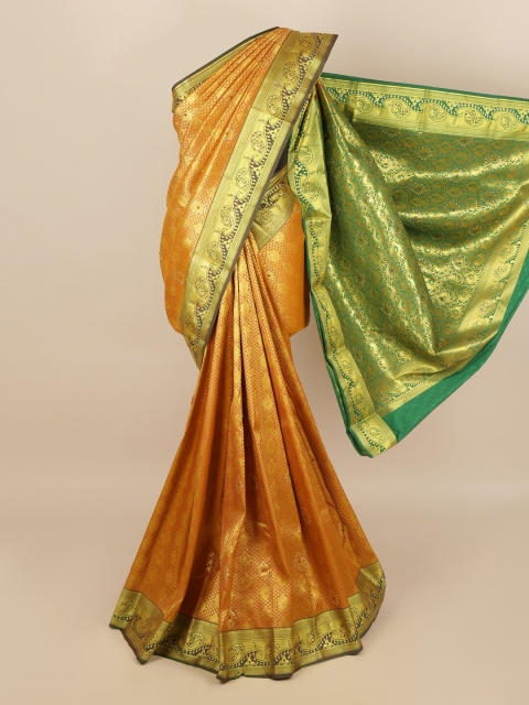 

Pothys Mustard & Green Woven Design Zari Silk Blend Saree