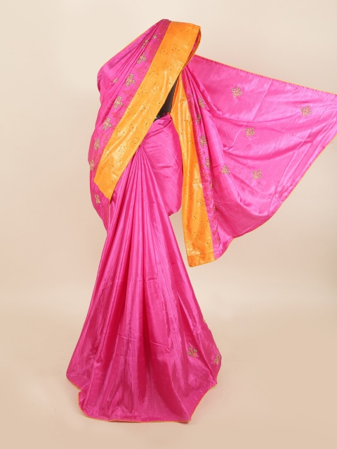 

Pothys Pink & Orange Woven Design Jute Silk Saree