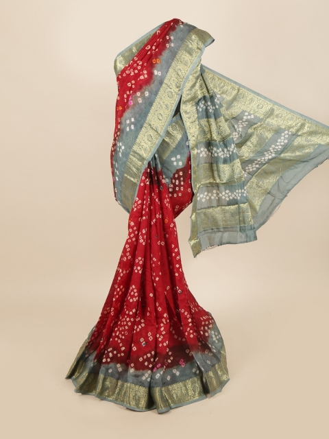 

Pothys Maroon & Grey Bandhani Zari Art Silk Saree