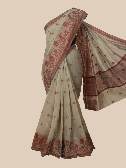 

Pothys Grey & Brown Floral Saree