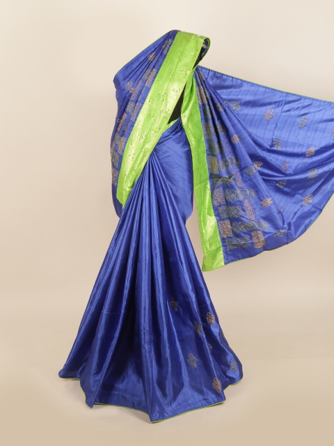 

Pothys Blue & Green Embellished Ethnic Motifs Jute Silk Saree