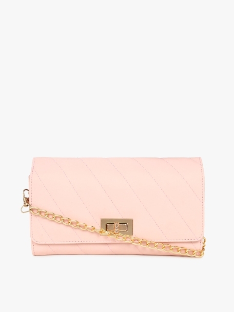 

LEGAL BRIBE Pink Textured PU Structured Sling Bag with Quilted