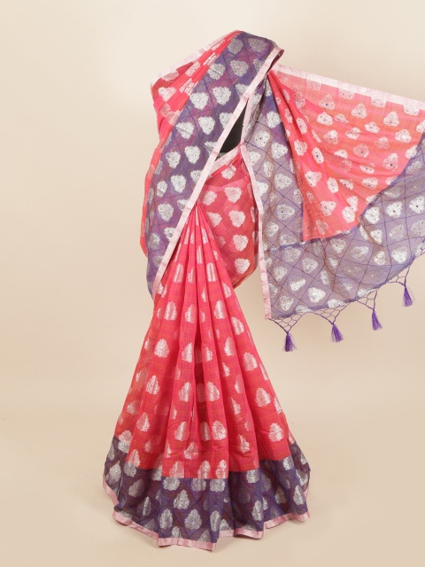 

Pothys Pink & Blue Woven Design Zari Saree