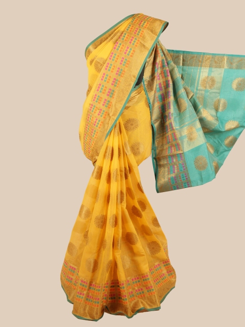 

Pothys Yellow & Green Floral Saree