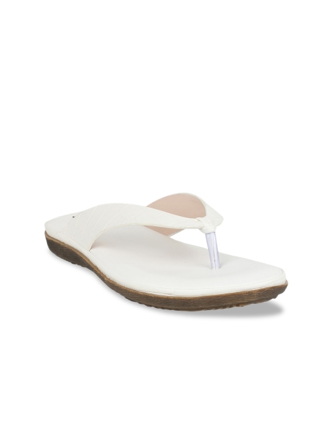 

Sherrif Shoes Women White Colourblocked T-Strap Flats