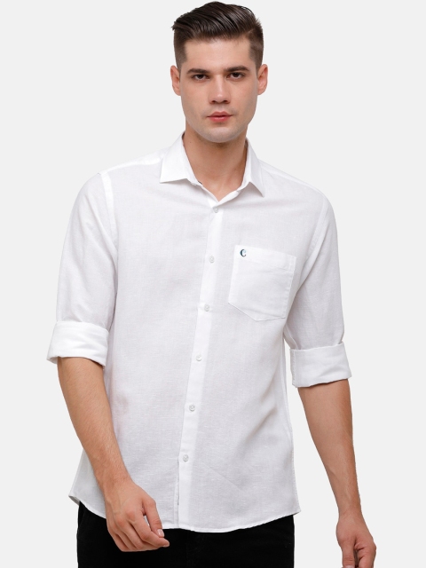 

CAVALLO by Linen Club Men White Cotton Linen Casual Shirt