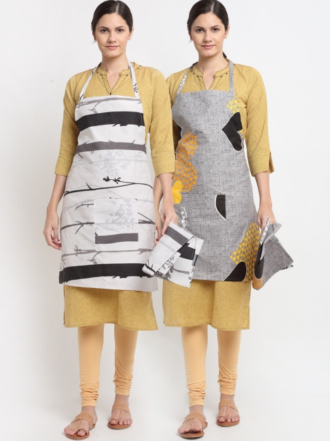 

NEUDIS Set Of 2 Tropical Printed 210TC Aprons, Grey
