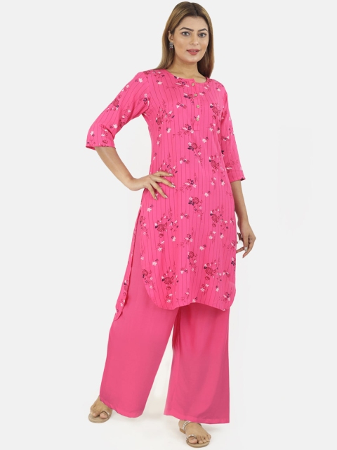

NEUDIS Women Pink Quirky Thread Work Pathani Kurta