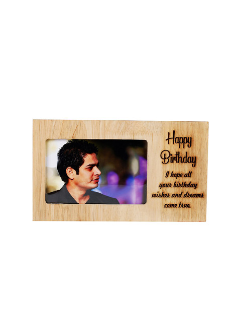 

Ferns N Petals Camel Brown Personalised Birthday Engraved Wooden Table Photo Frame